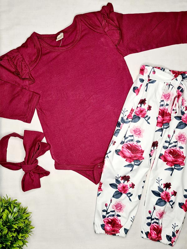 Burgundy floral 3 piece Burgundy floral 3 piece